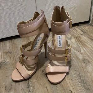 Nude/blush belted heels